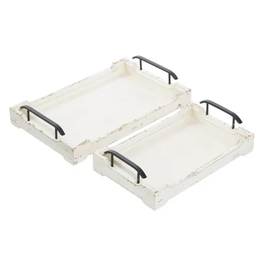 Kirkland's Home Distressed Wood Trays, Set Of 2- Decorative Trays