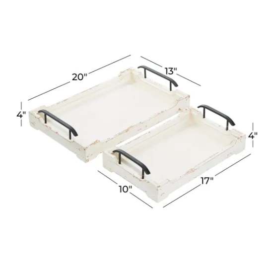 Kirkland's Home Distressed Wood Trays, Set Of 2- Decorative Trays