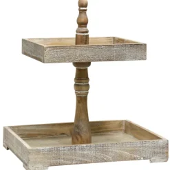 Kirkland's Home Distressed Wooden 2-Tier Tray- Decorative Bowls & Jars