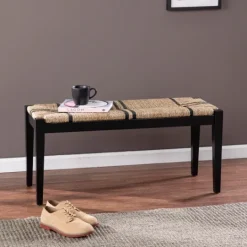 Kirkland's Home Dominica Woven Seagrass Stripe Bench- Benches & Ottomans