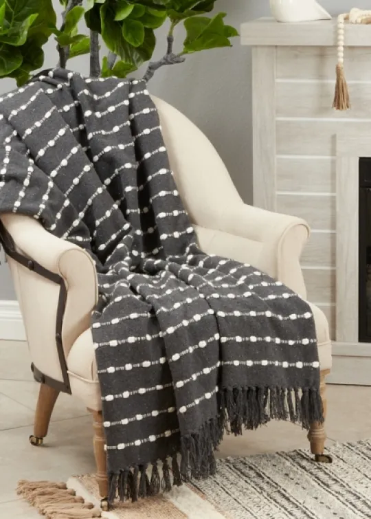 Kirkland's Home Dotted Fringe Throw Blanket- Blankets & Throws