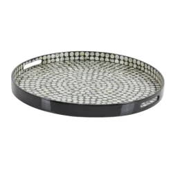 Kirkland's Home Dotted Shell Round Wooden Tray- Decorative Trays