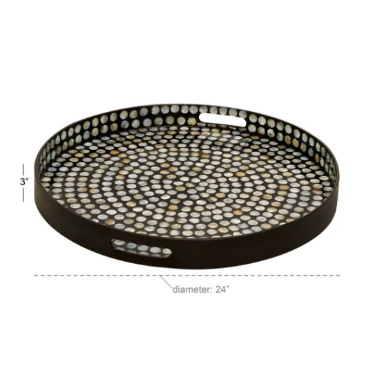 Kirkland's Home Dotted Shell Round Wooden Tray- Decorative Trays