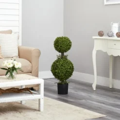 Kirkland's Home Double Ball Boxwood Topiary In Nursery Planter- Trees & Topiaries