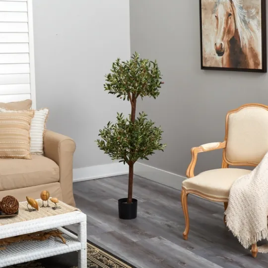 Kirkland's Home Double Ball Olive Tree Topiary- Trees & Topiaries