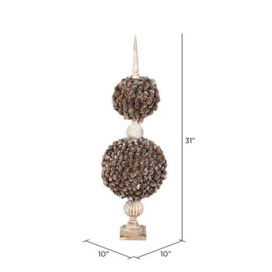 Kirkland's Home Double Ball Pinecone Topiary On Antiqued Finial- Trees & Topiaries