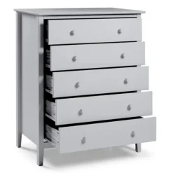 Kirkland's Home Dove Brazilian Pine Wood Five Drawer Chest- Cabinets & Sideboards