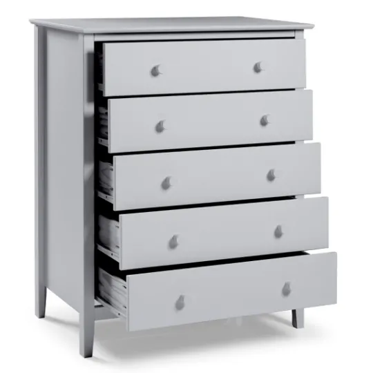 Kirkland's Home Dove Brazilian Pine Wood Five Drawer Chest- Cabinets & Sideboards