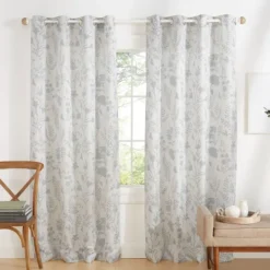 Kirkland's Home Dove Gray Floral 2-Pc. Curtain Panel Set, 84 In.- Curtains & Drapes