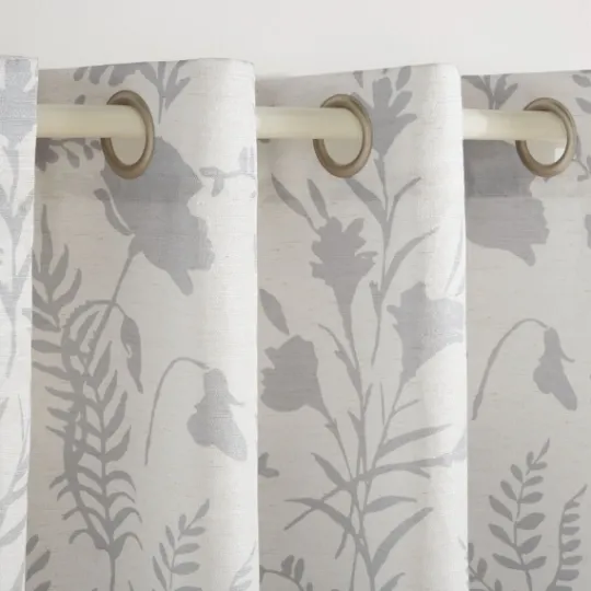 Kirkland's Home Dove Gray Floral 2-Pc. Curtain Panel Set, 84 In.- Curtains & Drapes