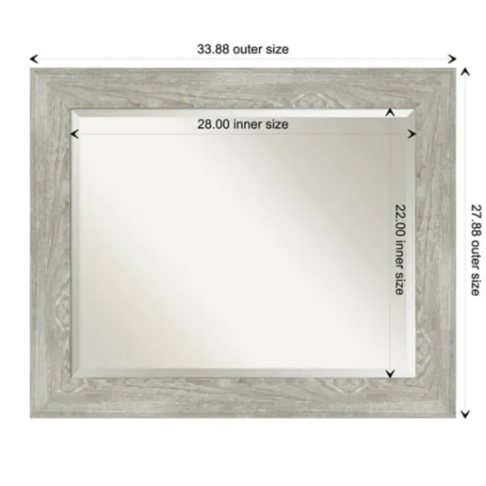 Kirkland's Home Dove Gray Scoop Frame Beveled Mirror, 34X28 In.- Decorative Mirrors