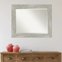 Kirkland's Home Dove Gray Scoop Frame Beveled Mirror, 34X28 In.- Decorative Mirrors