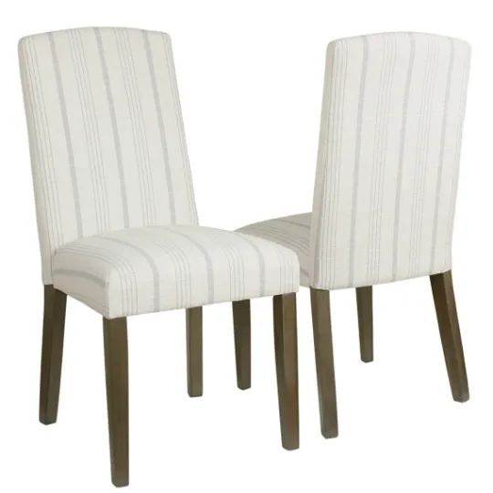 Kirkland's Home Dove Gray Stripe Parsons Chairs, Set Of 2- Dining Chairs