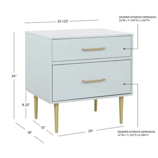 Kirkland's Home 2-Drawer Nightstand With Gold Hardware- Nightstands