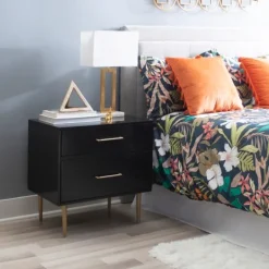 Kirkland's Home 2-Drawer Nightstand With Gold Hardware- Nightstands