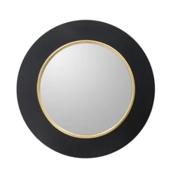 Kirkland's Home Drew I Black And Gold Round Led Mirror- Decorative Mirrors