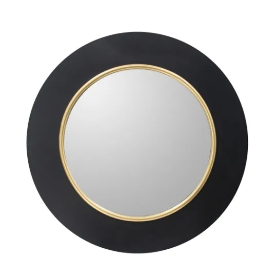Kirkland's Home Drew I Black And Gold Round Led Mirror- Decorative Mirrors