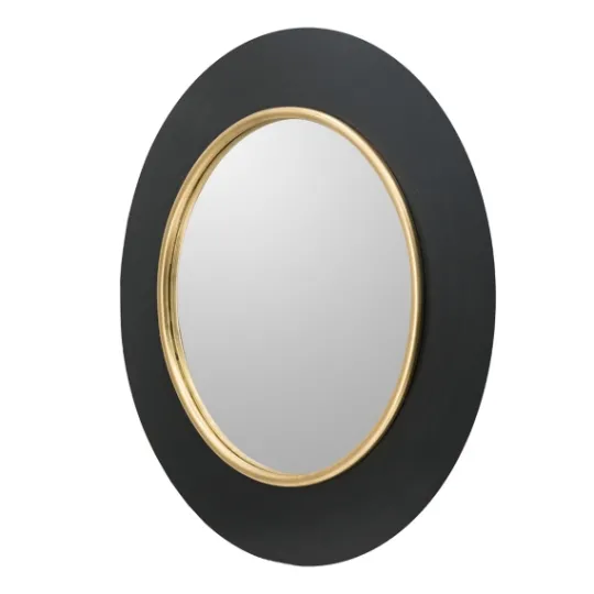 Kirkland's Home Drew I Black And Gold Round Led Mirror- Decorative Mirrors