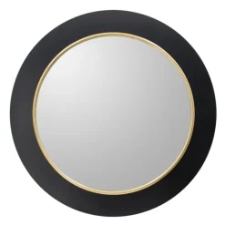 Kirkland's Home Drew Ii Black And Gold Round Led Mirror- Decorative Mirrors