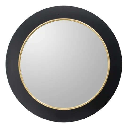 Kirkland's Home Drew Ii Black And Gold Round Led Mirror- Decorative Mirrors