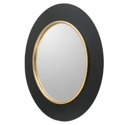 Kirkland's Home Drew Ii Black And Gold Round Led Mirror- Decorative Mirrors