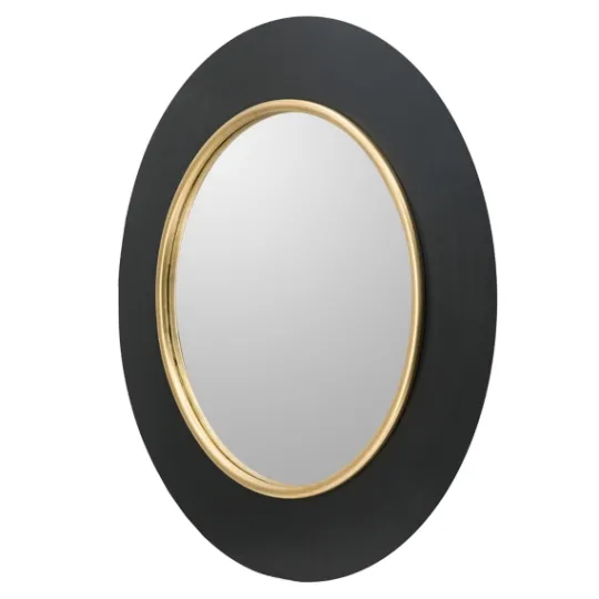 Kirkland's Home Drew Ii Black And Gold Round Led Mirror- Decorative Mirrors