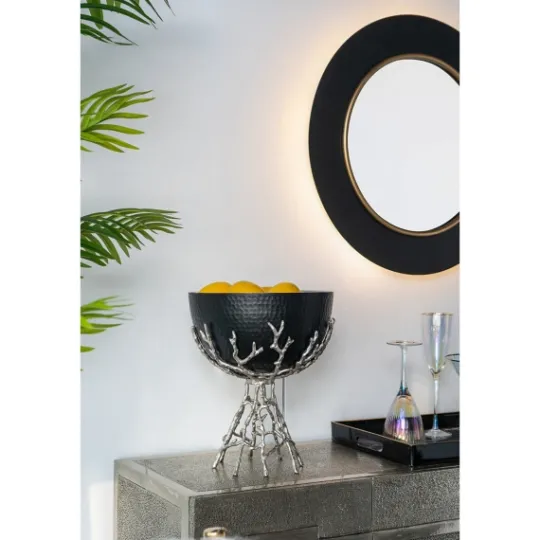 Kirkland's Home Drew Ii Black And Gold Round Led Mirror- Decorative Mirrors
