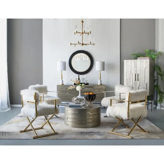 Kirkland's Home Drew Ii Black And Gold Round Led Mirror- Decorative Mirrors