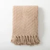 Kirkland's Home Dusty Rose Chevron Chenille Knit Throw- Blankets & Throws