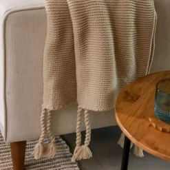 Kirkland's Home Dusty Rose Chevron Chenille Knit Throw- Blankets & Throws