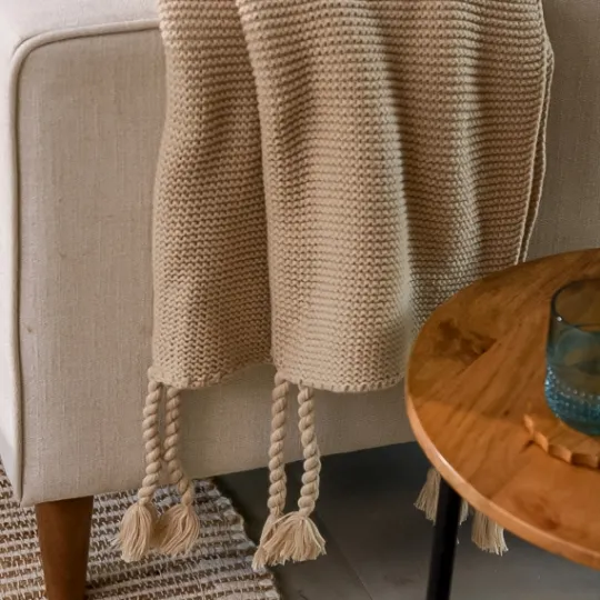 Kirkland's Home Dusty Rose Chevron Chenille Knit Throw- Blankets & Throws