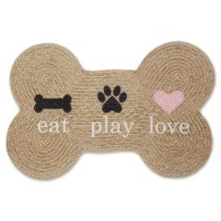 Kirkland's Home Eat Play Love Bone-Shaped Pet Bowl Mat- Kitchen & Floor Mats