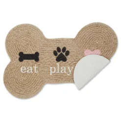 Kirkland's Home Eat Play Love Bone-Shaped Pet Bowl Mat- Kitchen & Floor Mats