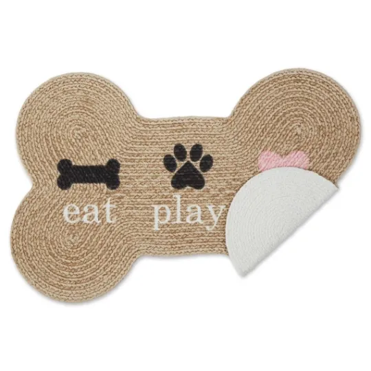 Kirkland's Home Eat Play Love Bone-Shaped Pet Bowl Mat- Kitchen & Floor Mats