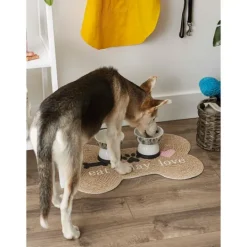 Kirkland's Home Eat Play Love Bone-Shaped Pet Bowl Mat- Kitchen & Floor Mats