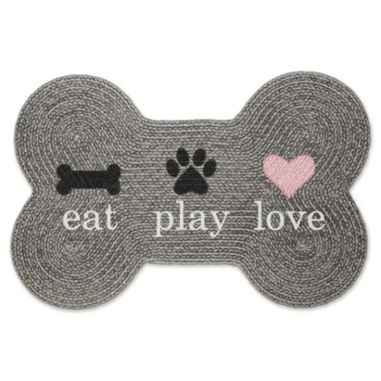 Kirkland's Home Eat Play Love Bone-Shaped Pet Bowl Mat- Kitchen & Floor Mats