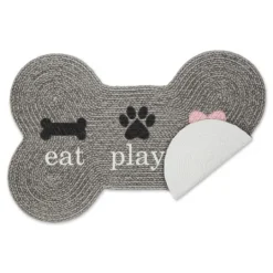 Kirkland's Home Eat Play Love Bone-Shaped Pet Bowl Mat- Kitchen & Floor Mats