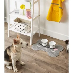Kirkland's Home Eat Play Love Bone-Shaped Pet Bowl Mat- Kitchen & Floor Mats
