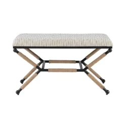 Kirkland's Home Eclectic Black And White Striped X Frame Bench- Benches & Ottomans