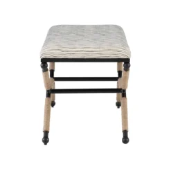Kirkland's Home Eclectic Black And White Striped X Frame Bench- Benches & Ottomans