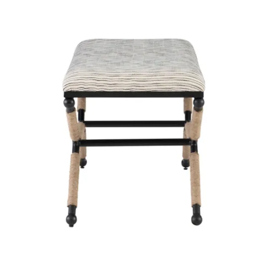Kirkland's Home Eclectic Black And White Striped X Frame Bench- Benches & Ottomans