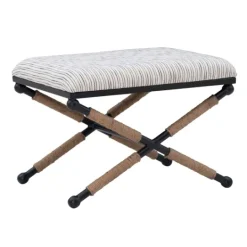 Kirkland's Home Eclectic Black And White Striped X Frame Stool- Benches & Ottomans