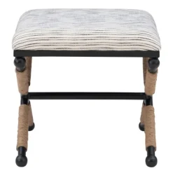 Kirkland's Home Eclectic Black And White Striped X Frame Stool- Benches & Ottomans
