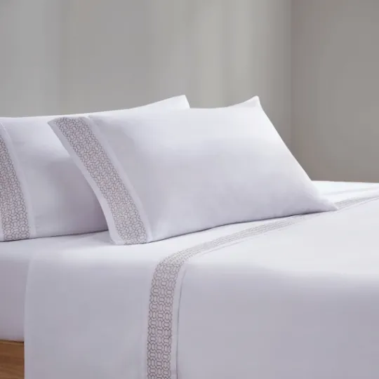 Kirkland's Home Elegant Geo Hem Microfiber 4-Pc. Queen Sheet Set- Bed Sheets