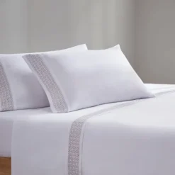 Kirkland's Home Elegant Geo Hem Microfiber 4-Pc. Full Sheet Set- Bed Sheets