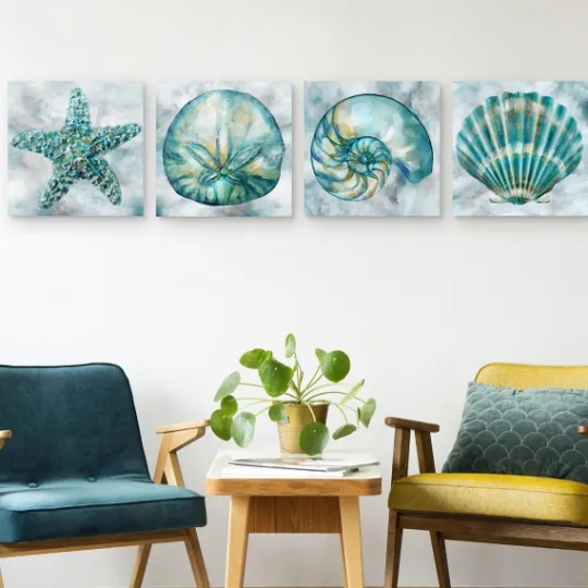 Kirkland's Home Elegant Shells Canvas Art Prints, Set Of 4- Canvas Art