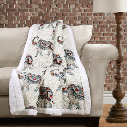 Kirkland's Home Elephant Sherpa Throw Blanket- Blankets & Throws