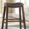 Kirkland's Home Ella Saddle Bar Stool With Nailhead Trim- Bar Stools & Counter Height Stools