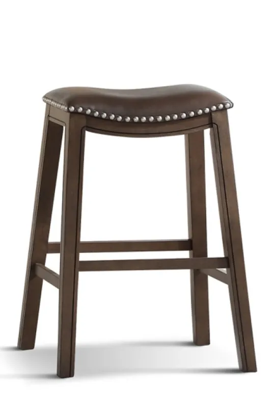 Kirkland's Home Ella Saddle Bar Stool With Nailhead Trim- Bar Stools & Counter Height Stools