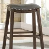 Kirkland's Home Ella Saddle Bar Stool With Nailhead Trim- Bar Stools & Counter Height Stools